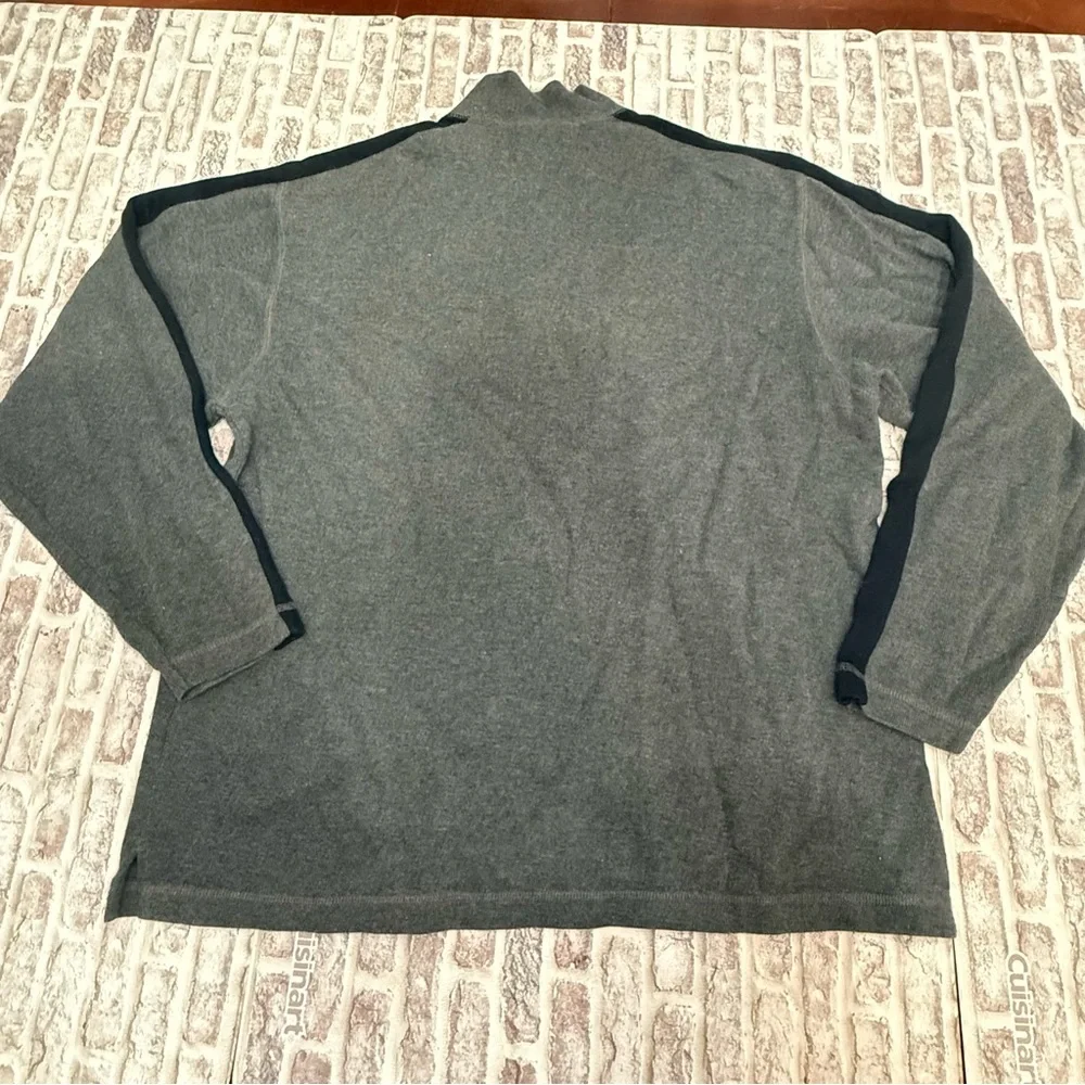 Eddie Bauer 1/4 Zip‎ Knit Sweater Pullover Charcoal Gray Black 100% Cotton Large